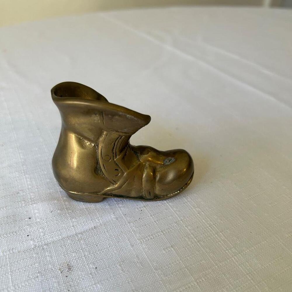 miniature brass boot trinket cottagecore fairy whimsy elf western